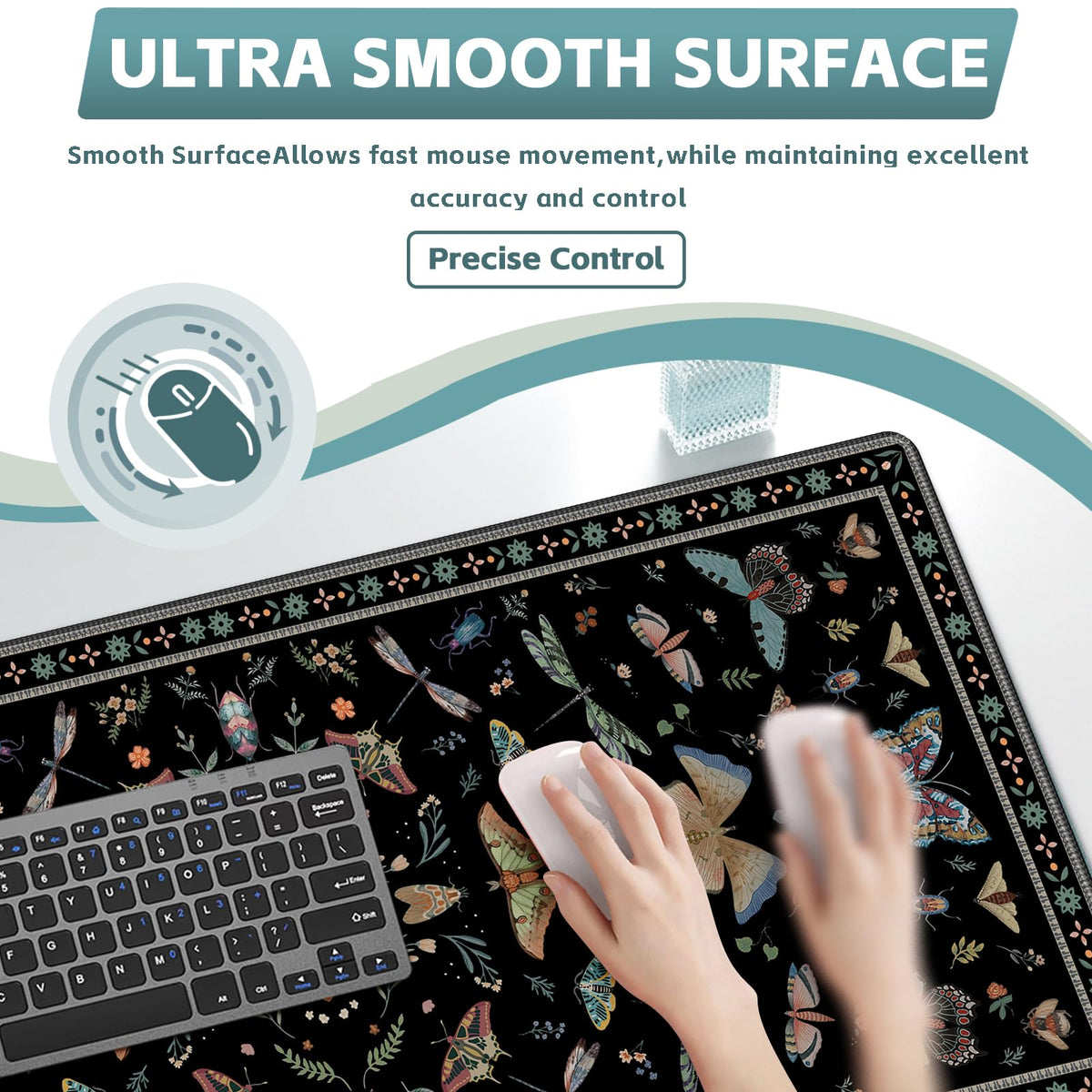 Baziabbo Black Desk Mat,XXL Extended Big Mouse Pad,Gaming Mousepad with Stitched Edge,Non-Slip