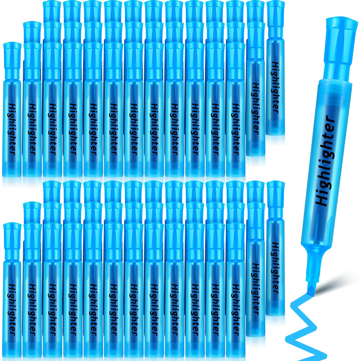 Qilery 72 Pack Tank Highlighters Bulk, Chisel Tip Markers,Blue