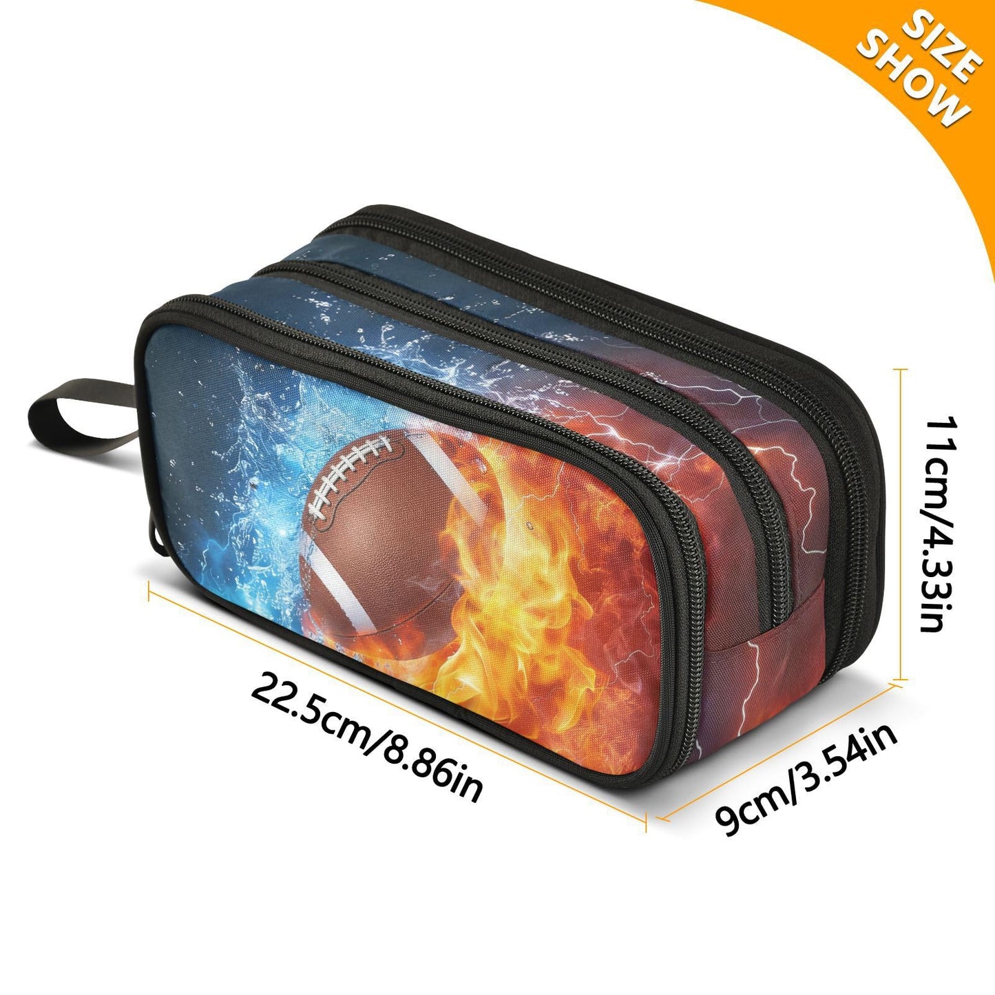 BOENLE American Football Pencil Case Box Boys Girls Large Pencil Pouch with Zipper Compartments Big