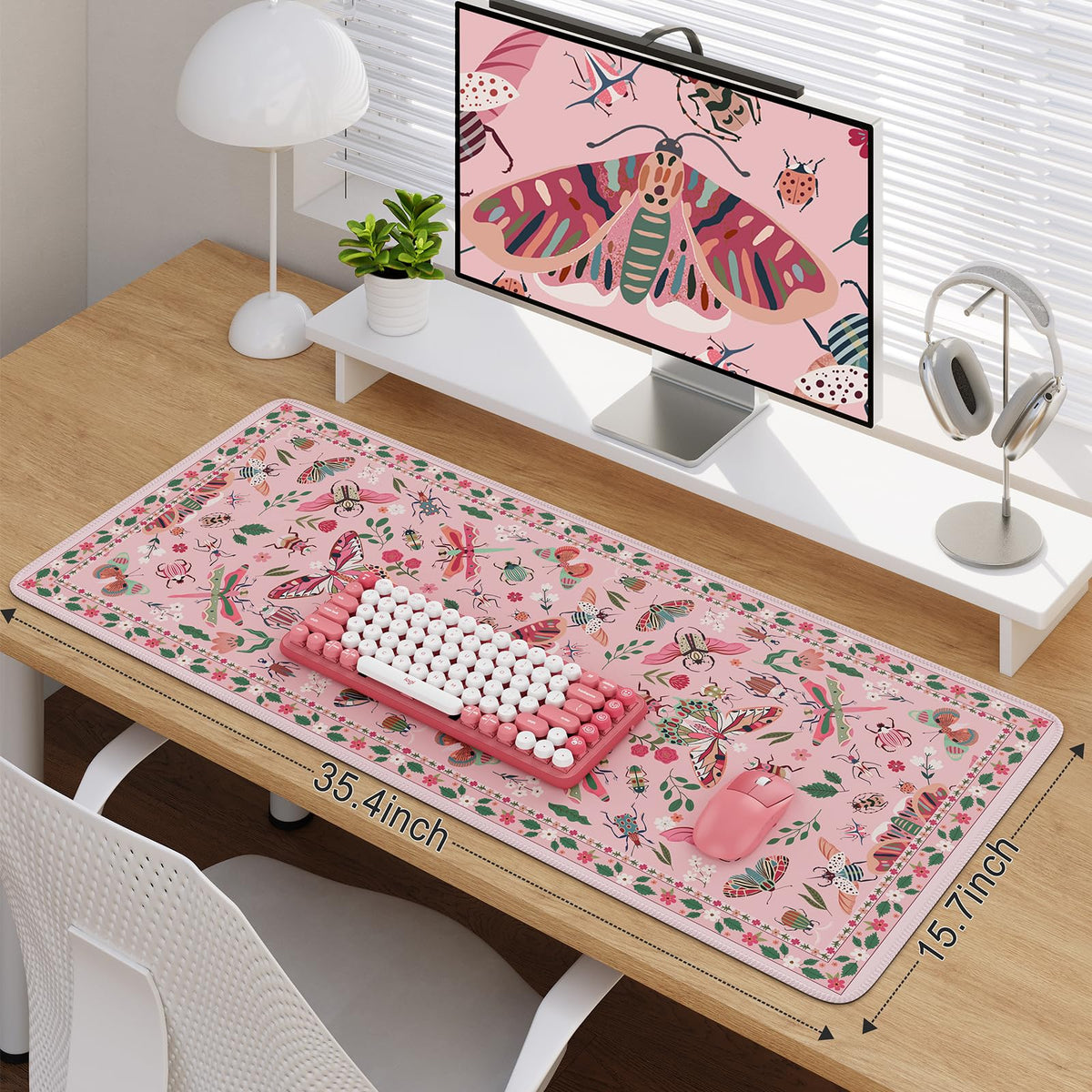iCasso Pink Desk Pad Mat,XXL Large Mouse Pad,Desk Matt for Desktop