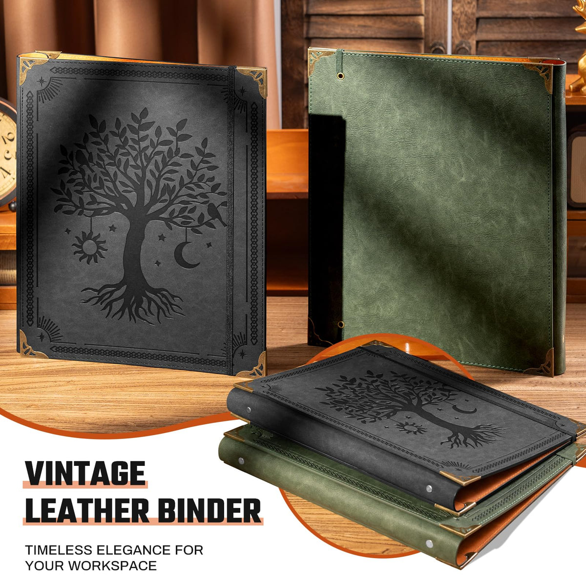 Ovesmusl PU Leather 3 Ring Binder 1 Inch Round Ring Binder Holds 200 Sheets