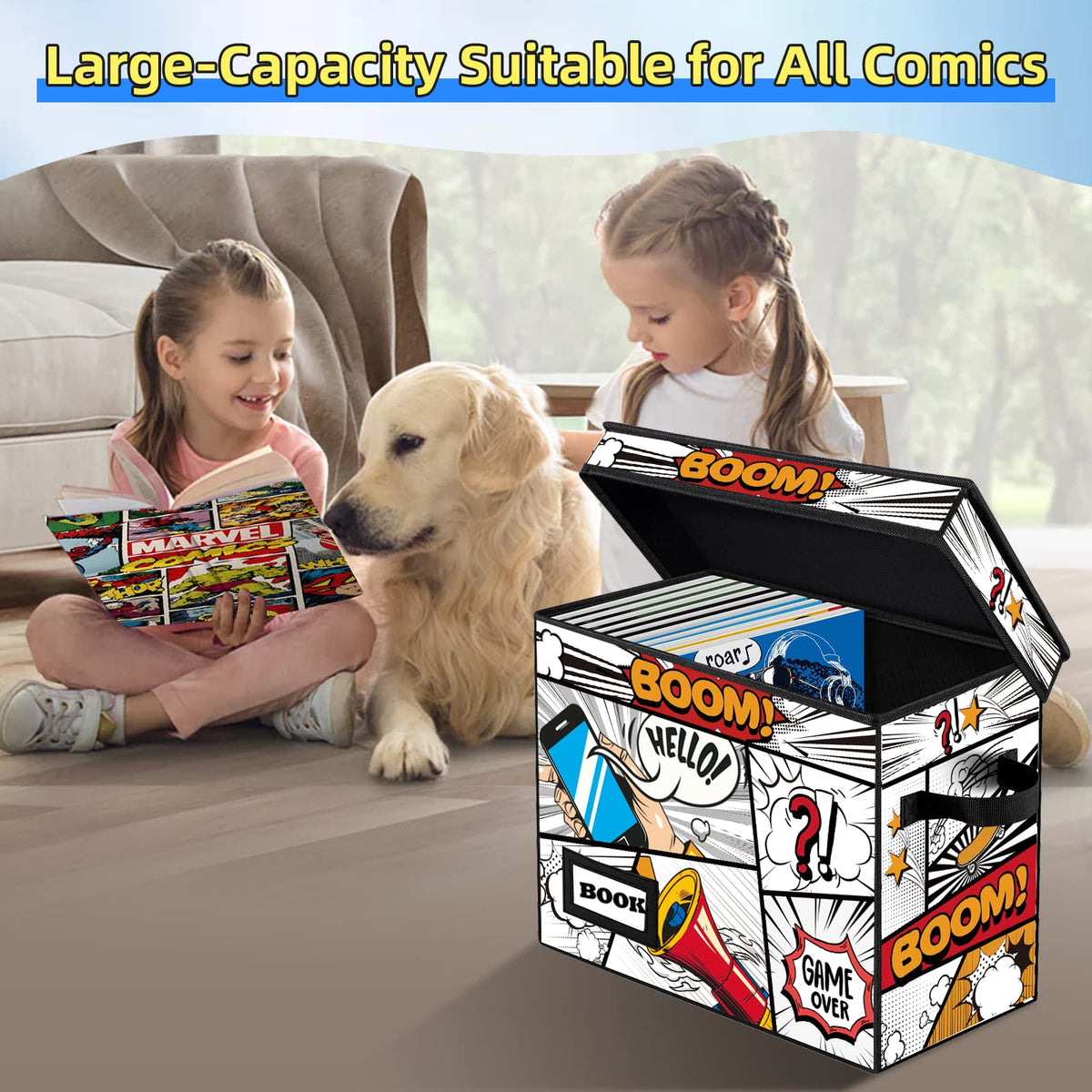 YNSZAS 5 Pack Collection Comic Book Storage Boxes, Protector Organizer 15.8" X 7.8" X 11.8"