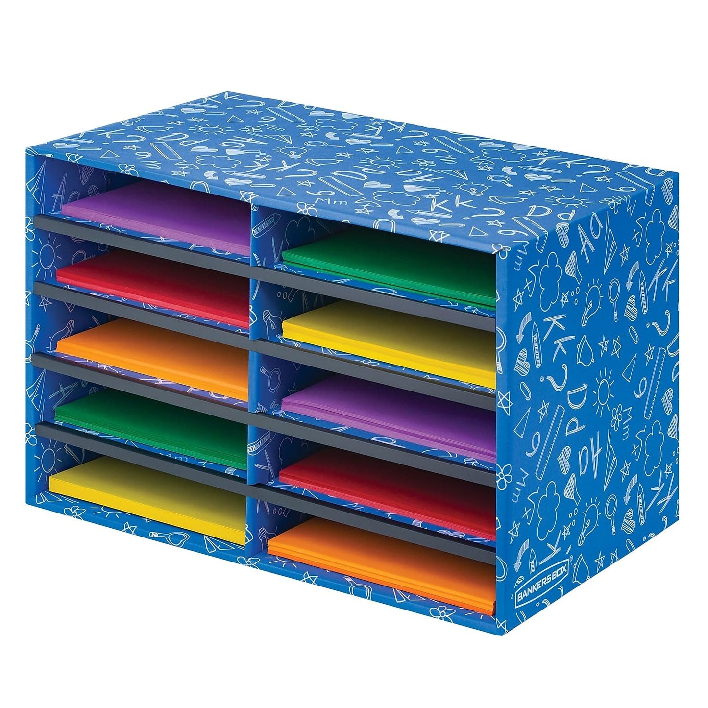 Bankers Box 10-Compartment Mail Sorter, 19.5" x 12.375", Blue