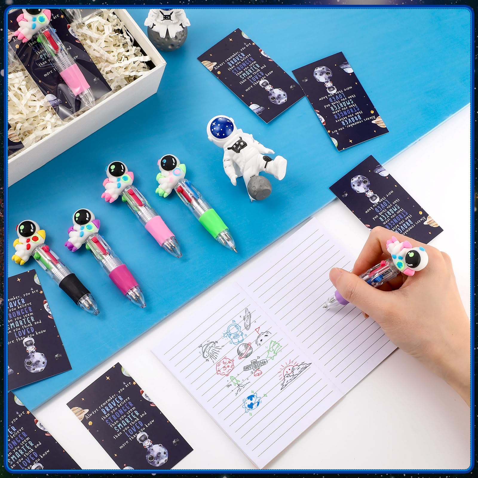 Sayglossy 24 Sets Space Astronaut Party Favor Pens Bulk with Positive Card