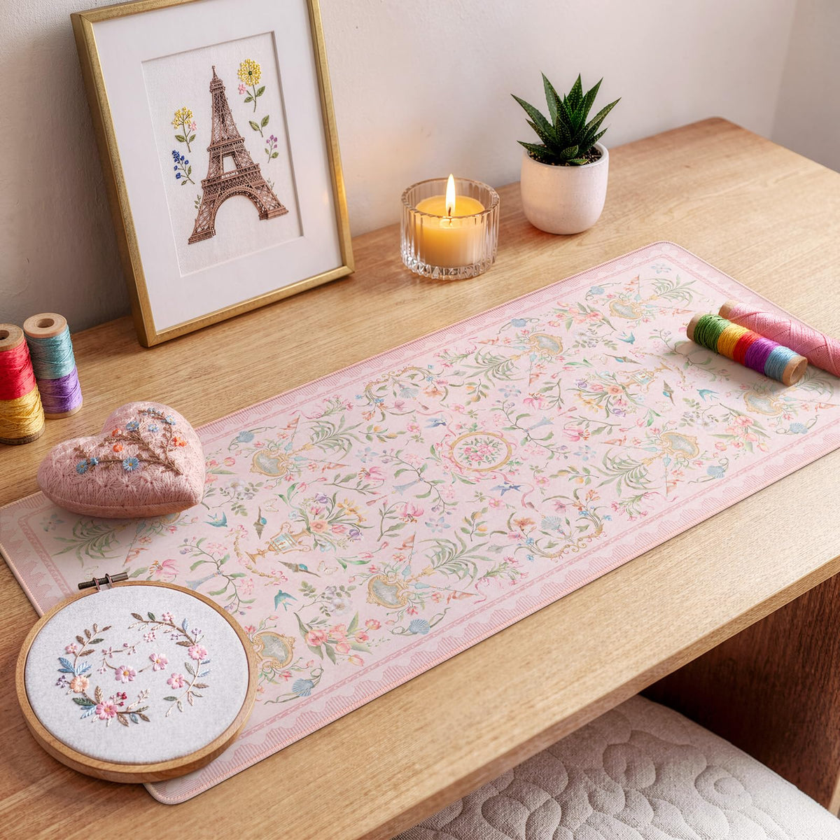 HAOCOO Pink Desk Cover Mat, 31.5" x 11.8" Computer Mat for Office Desk