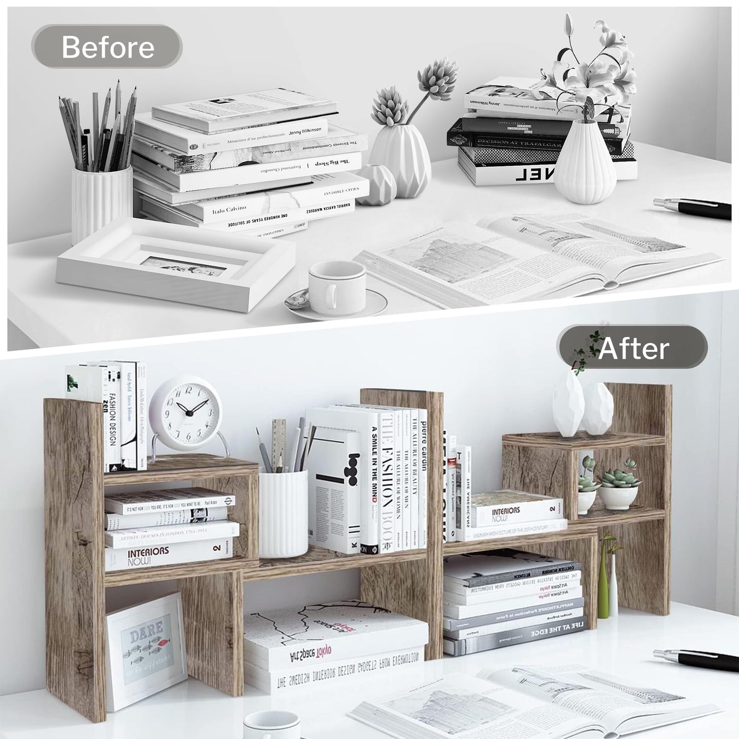 Jerry & Maggie Office Desk Organizers for College Dorm Decor Grey Oak