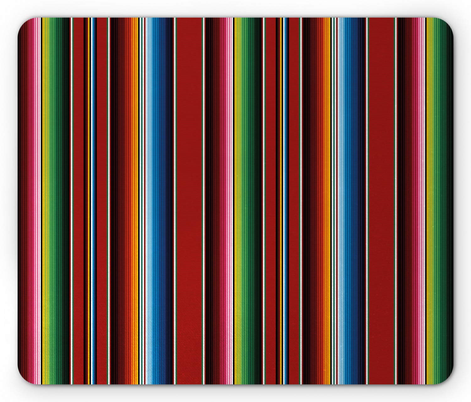 Ambesonne Cinco de Mayo Mouse Pad, Mexican Serape Colorful Stripes Vertical Lines Latino Design