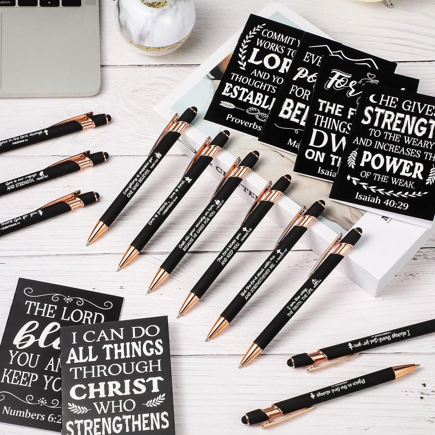 Estune 48 Pcs Christian Notebook Pen Set, Bible Gifts Bulk, Classic Style