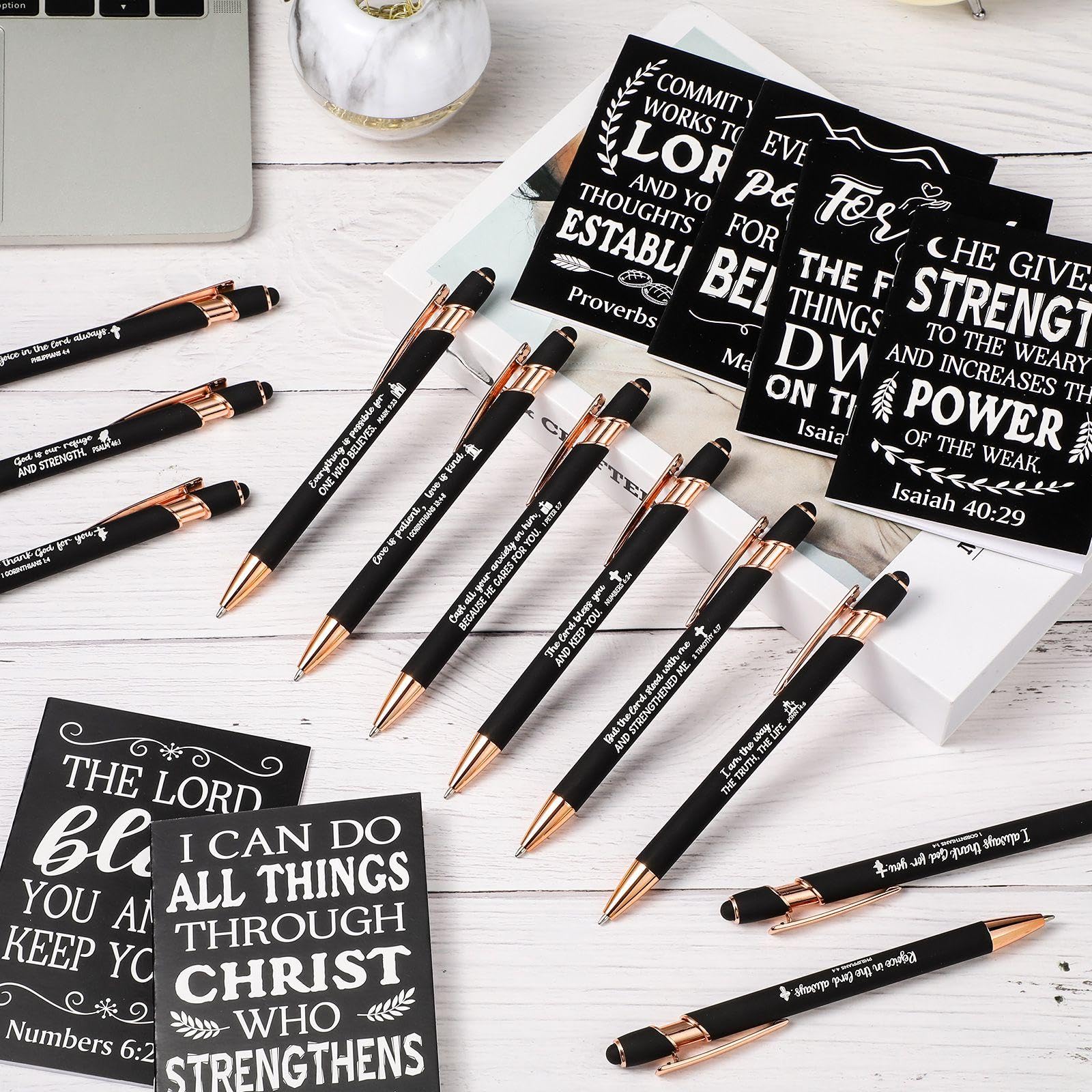 Estune 48 Pcs Christian Notebook Pen Set, Bible Gifts Bulk, Classic Style