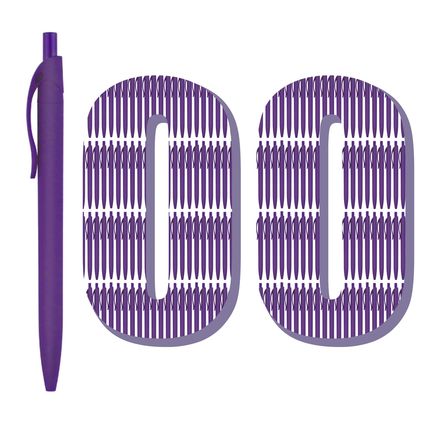Deegtran Pens Bulk, 100 Pack No Bleed Purple Barrel Click Pens, Wholesale Retractable Ballpoint