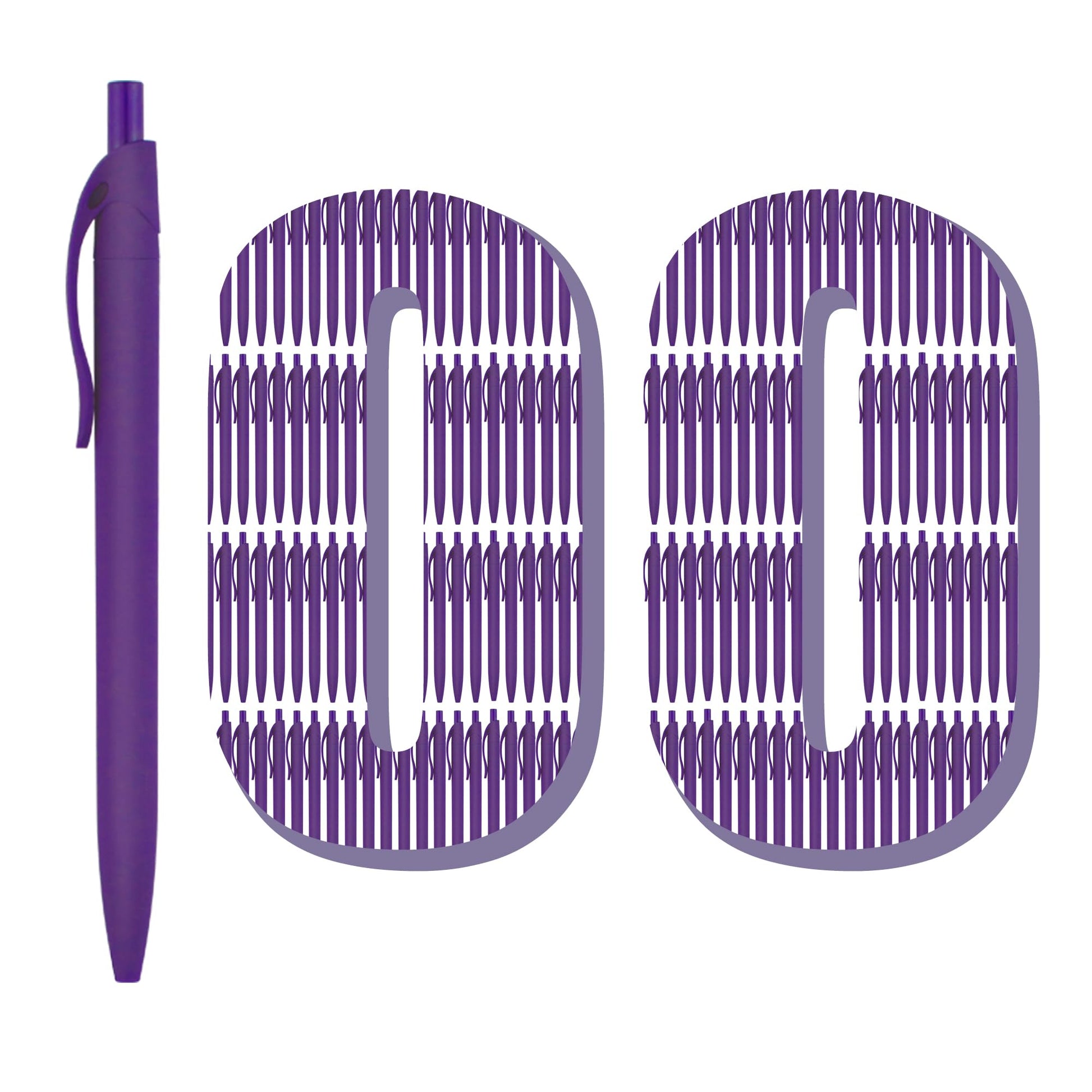 Deegtran Pens Bulk, 100 Pack No Bleed Purple Barrel Click Pens, Wholesale Retractable Ballpoint