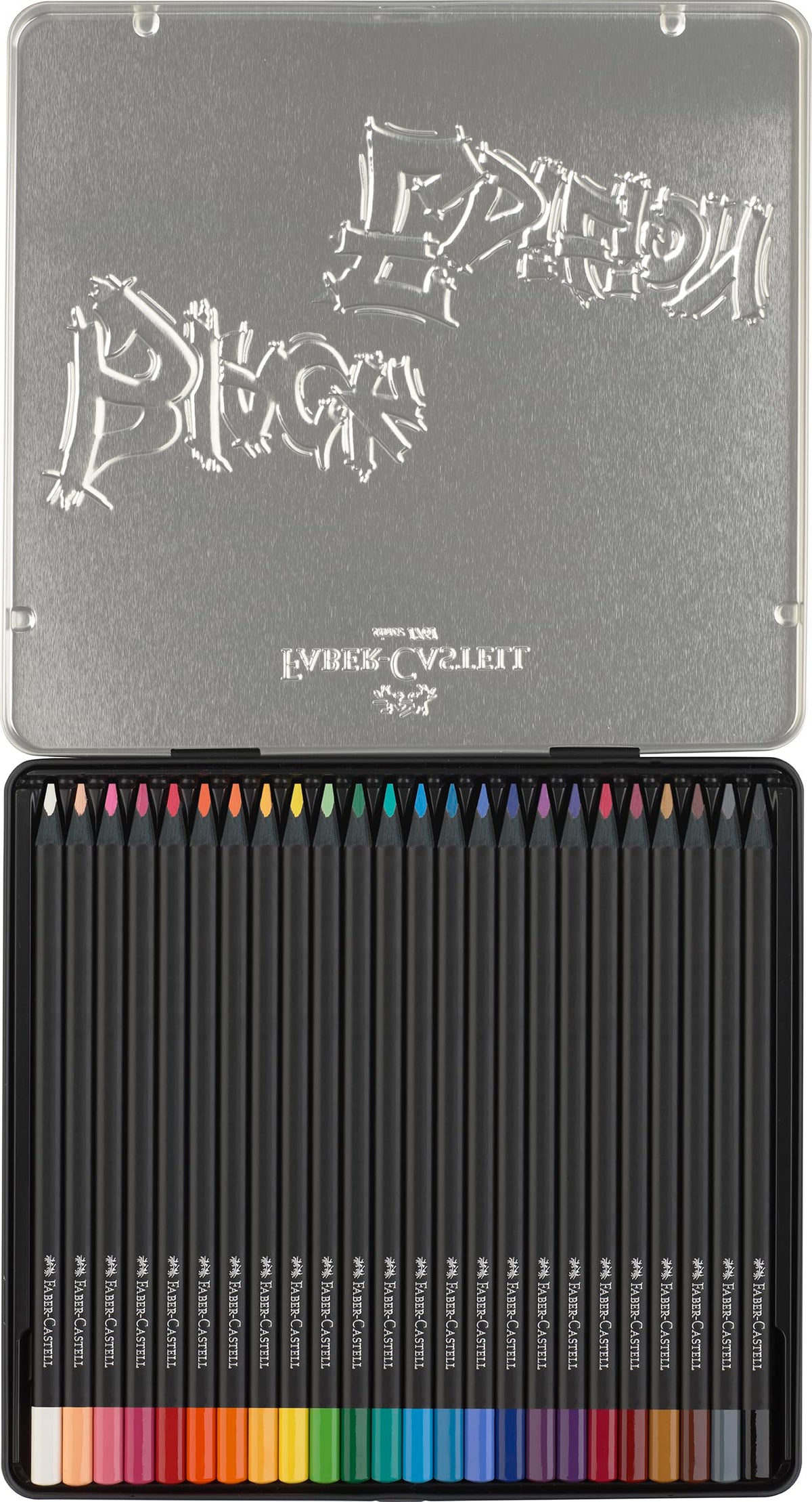 Faber-Castell Colouring Pencils Black Edition, tin of 24 tin of 12