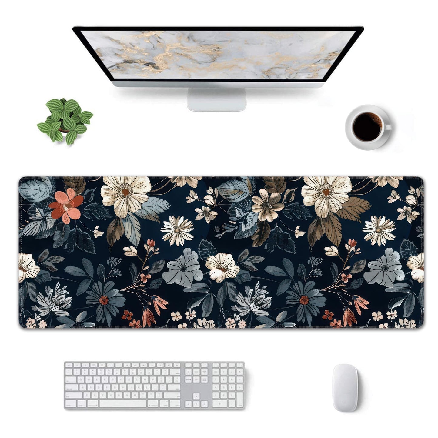 Dark Flower Large Mouse Pad,Gaming Keyboard Desk Pad,Extended Mouse Mat Non-Slip Rubber Base with