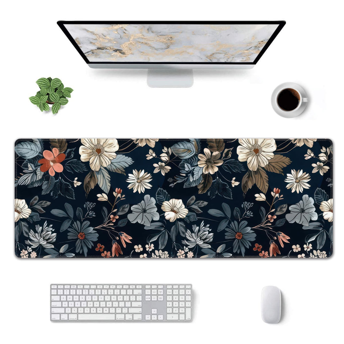 Dark Flower Large Mouse Pad,Gaming Keyboard Desk Pad,Extended Mouse Mat Non-Slip Rubber Base with