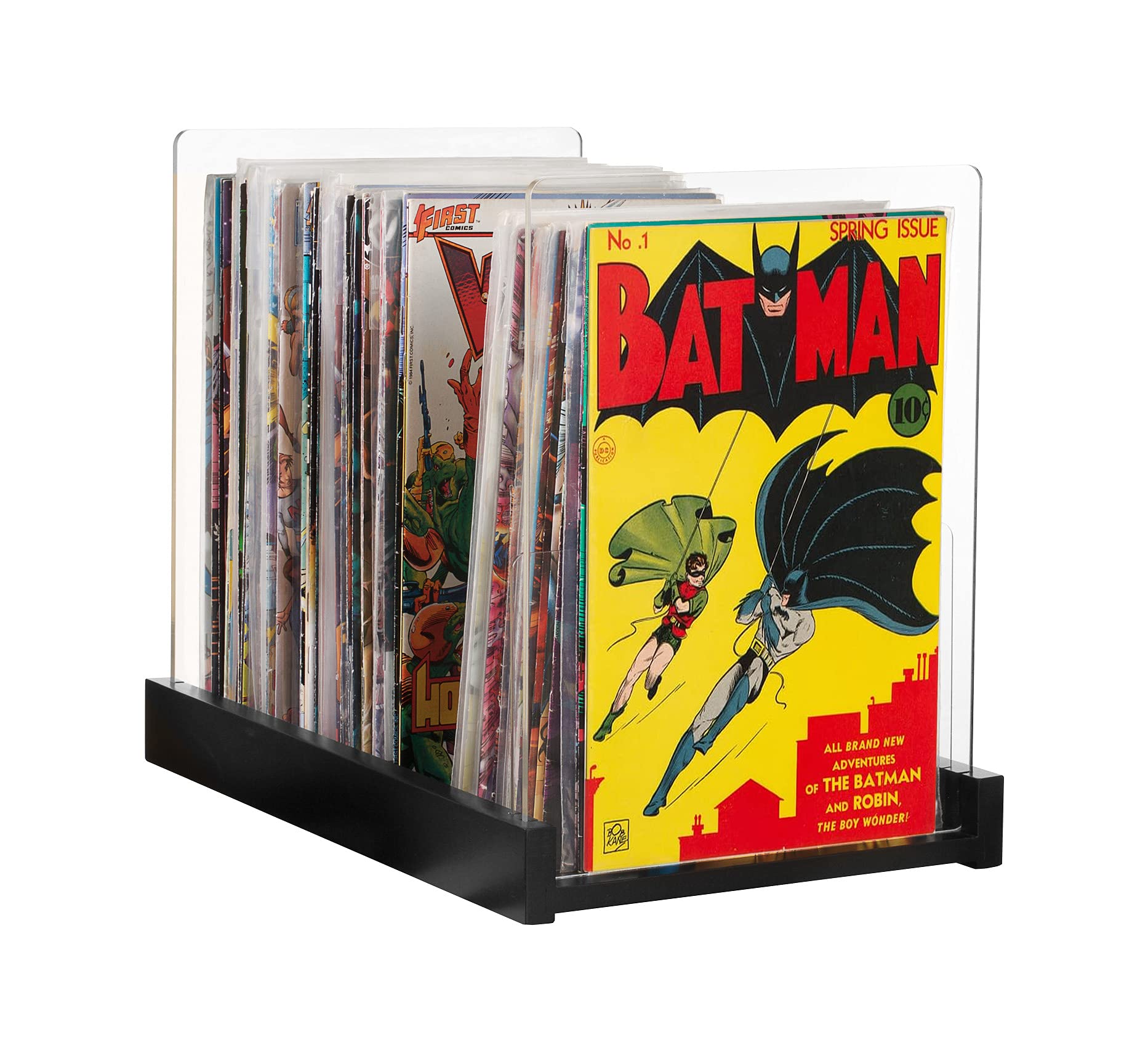 Komiq Patented Comic Book Storage Holder – Wooden & Acrylic Display Box/Case for Collectors
