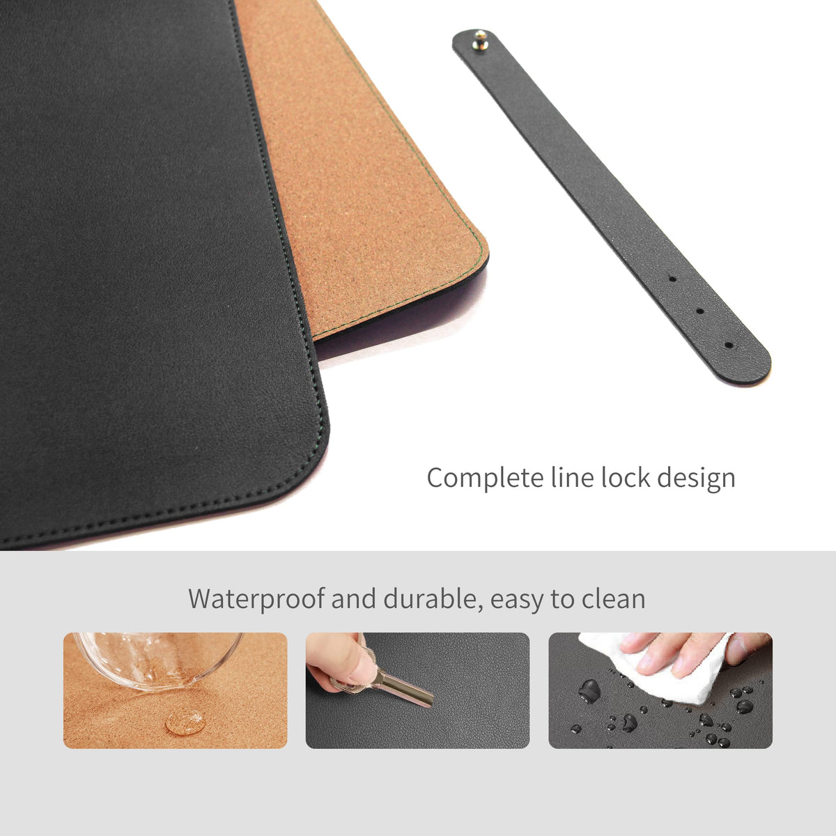 RENMTURE Dual-Sided Mouse Pad, Natural Cork & PU Leather Large Desk Pad for Office and Home Work