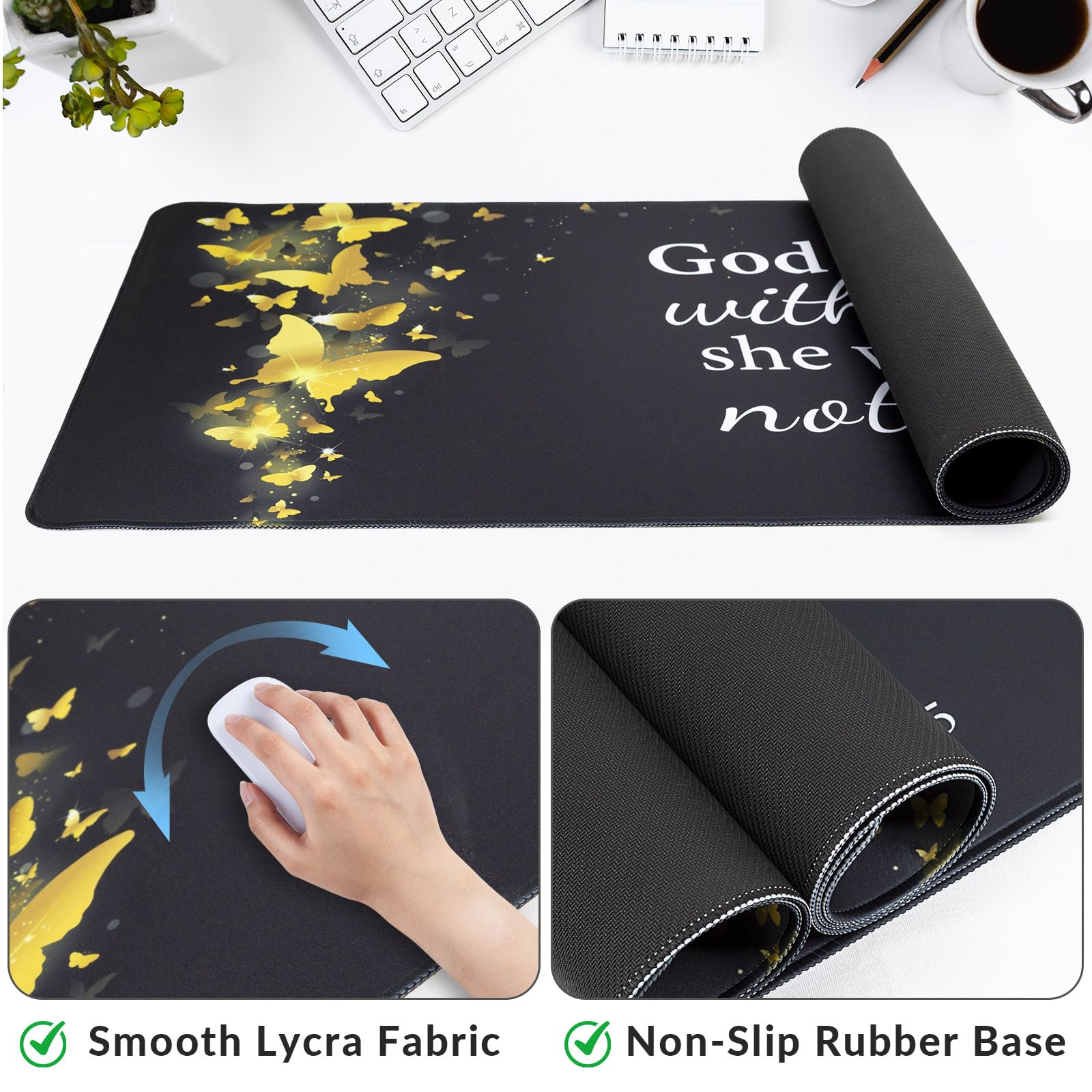 Large Gaming Mouse Pad with Coaster,Desk Matt for Desktop,Desk Mat-Gold