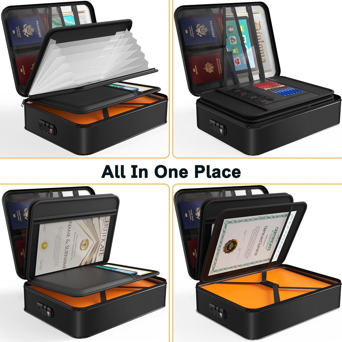 Noiposi 5200℉ Fireproof Document Box with Lock 16.1"x11.4"x4.3"
