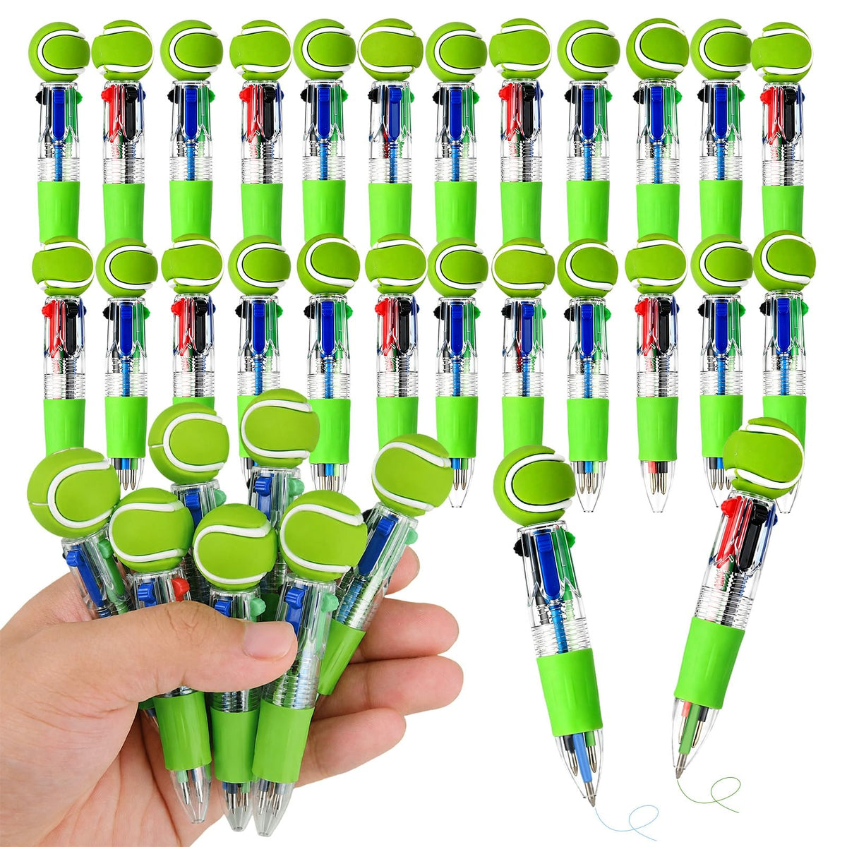 Zhirlyn Tennis Party Favors Tennis Pens Mini Multicolor Pen in One Cute Fun 4-in-1 Pens Bulk Cool