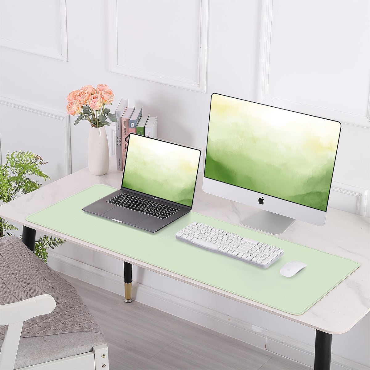 AFIING Cork Desk Mat 47" x 23.6", Dual-Sided Natural Cork & PU Leather Desk Pad, Non-Slip