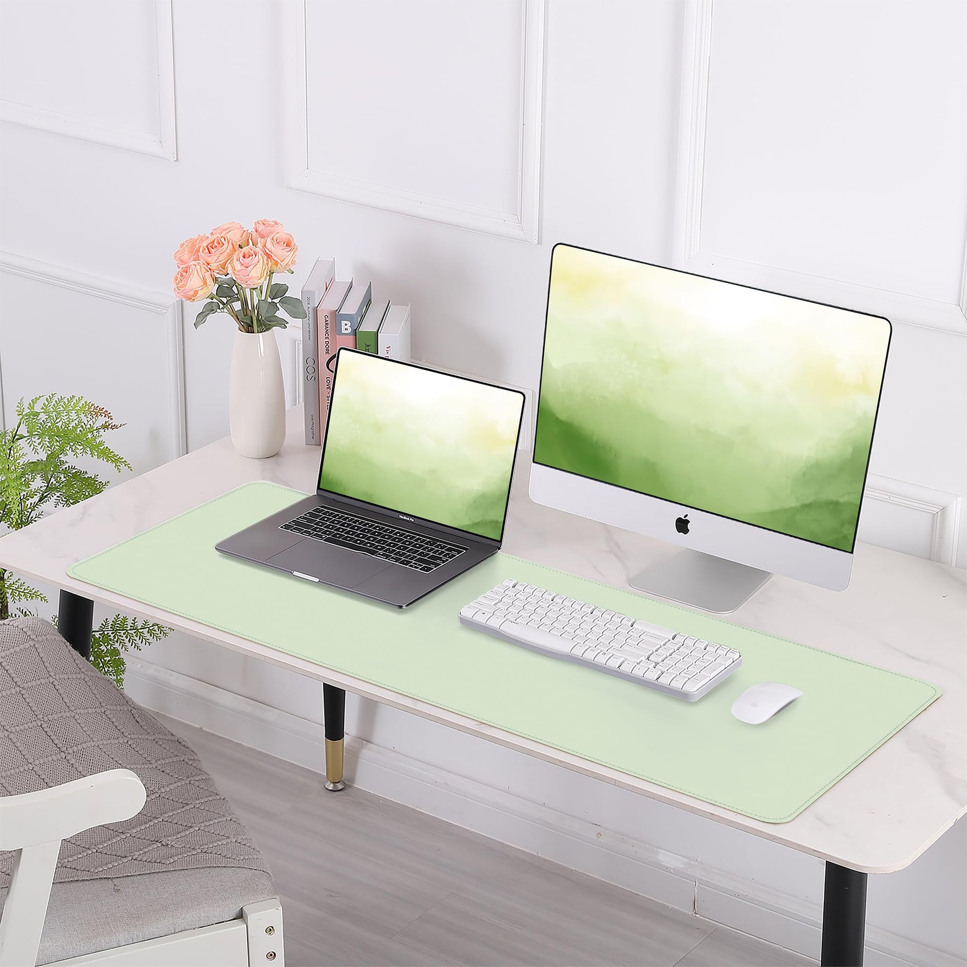 AFIING Cork Desk Mat 47" x 23.6", Dual-Sided Natural Cork & PU Leather Desk Pad, Non-Slip