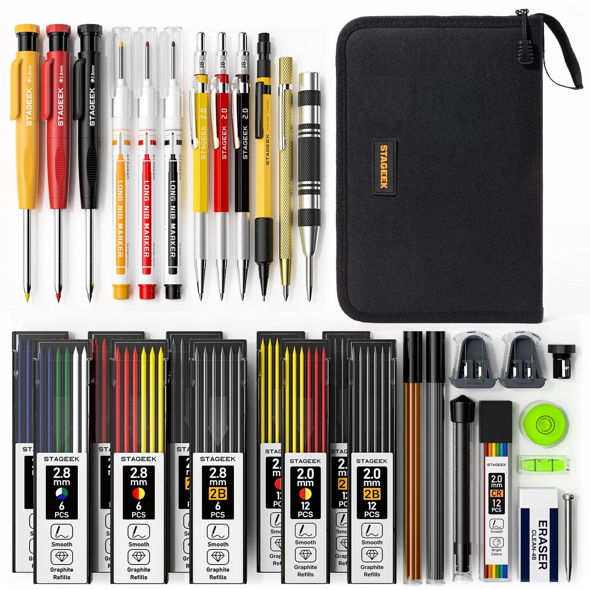 STAGEEK 34 Pack Carpenter Pencils with Sharpener