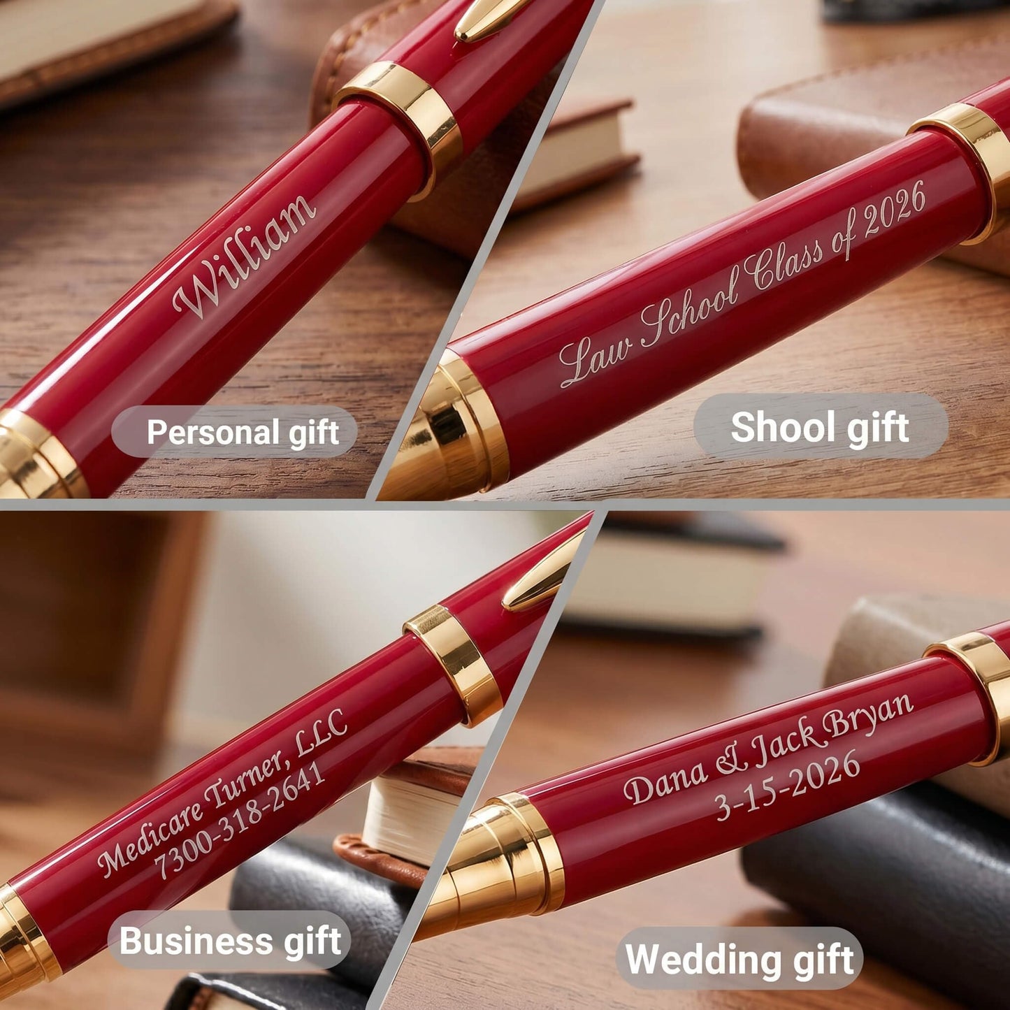 Engraved Pens - Custom Your Message Names Phone Number, Gift for Men Women