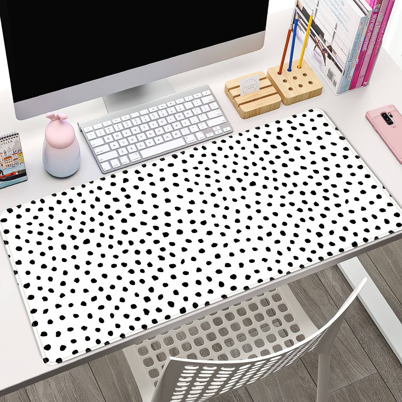 Boho Desk Mat, Polka Dot Large Mouse Pad Desk Pad Boho Desk Accessories for Women Office Decor, XXL