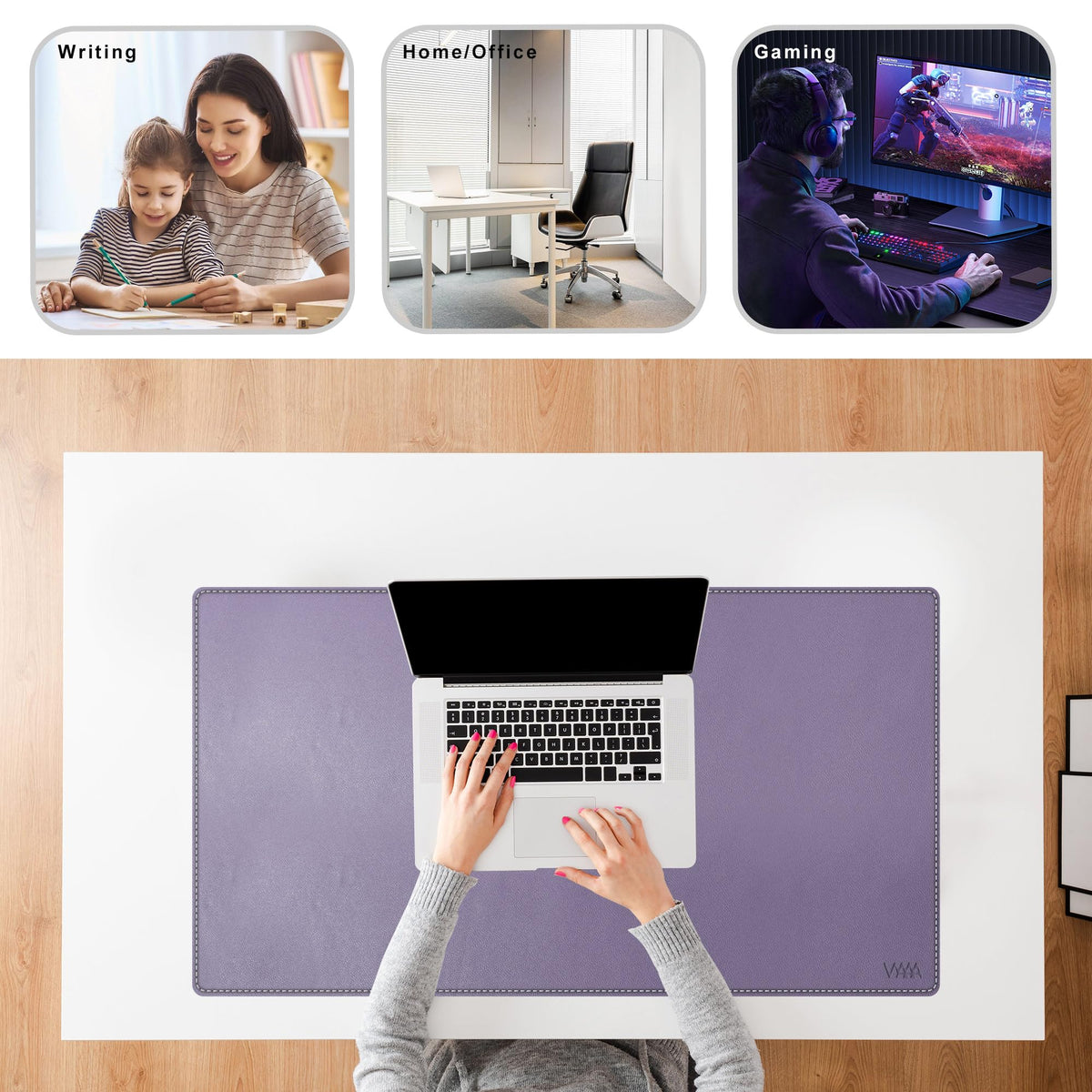 Vyaaa PU Leather Desk Mat, 40“ x 24” XXL Leather Desk Pad, Waterproof Extra Large Desk Mat, Large