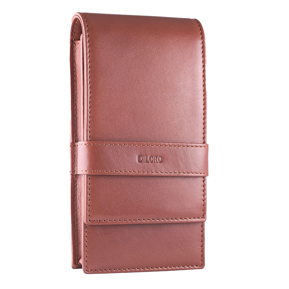 DiLoro Leather Quad Pen Case Pencil Pouch Holder for Four Fountain Ballpoint Rollerball Pens and