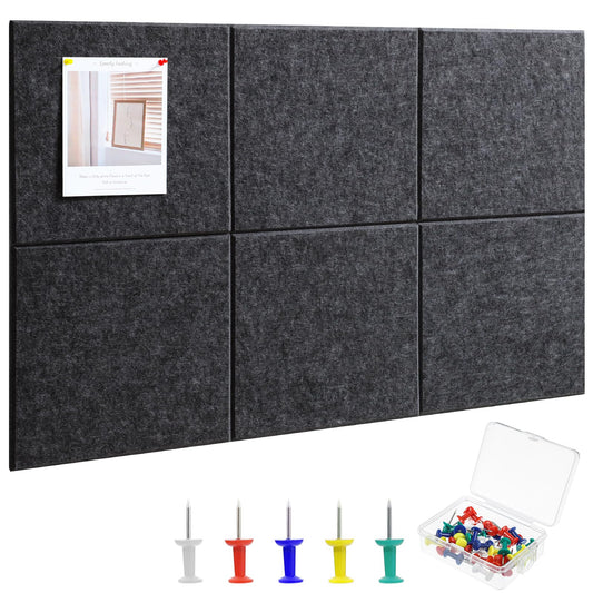 Large Cork Board 36" x 24", 6 Pack Felt Bulletin Board Pin Boards