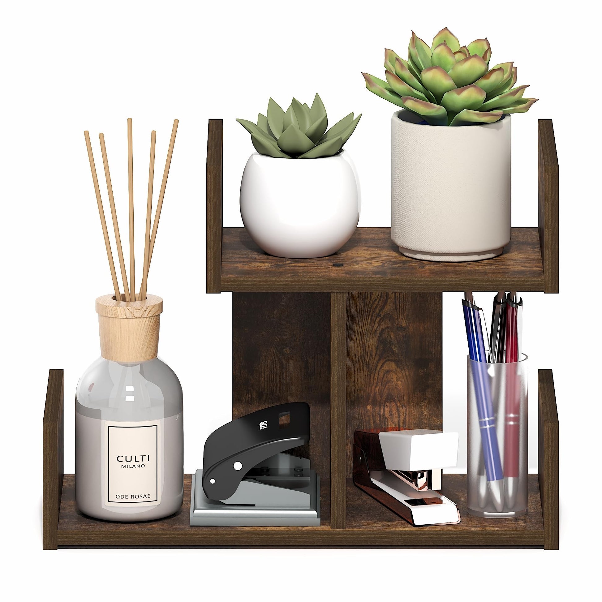 Furinno HERMITE Desk Organizers and Accessories, 2-Tier U-Shape Office Organization Shelf, Desk Top