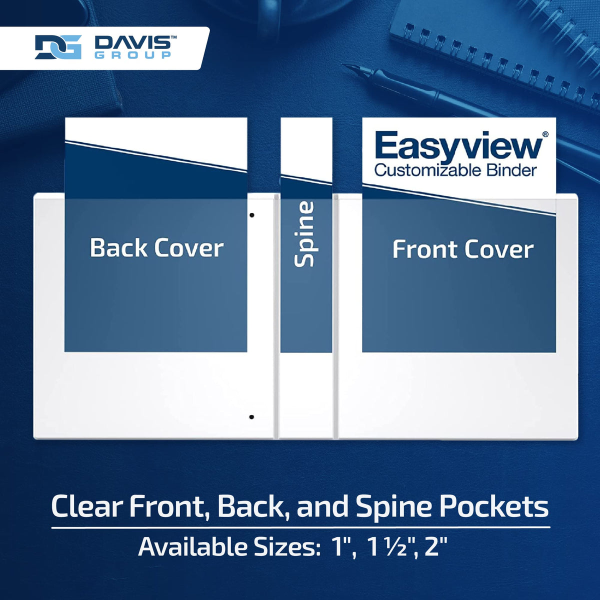 Easyview 3-Ring Binder, 2" Round Rings, Classic Colors, 4 Pack