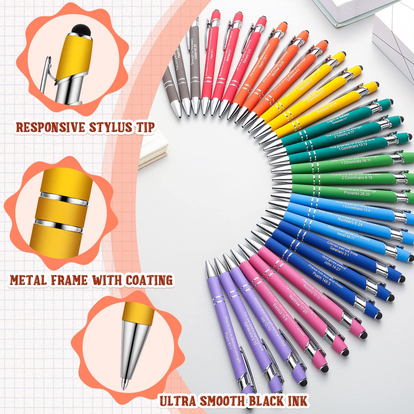 Geosar 90Pcs Christian Bible Verse Ballpoint Pen Gift Scripture, Multicolor