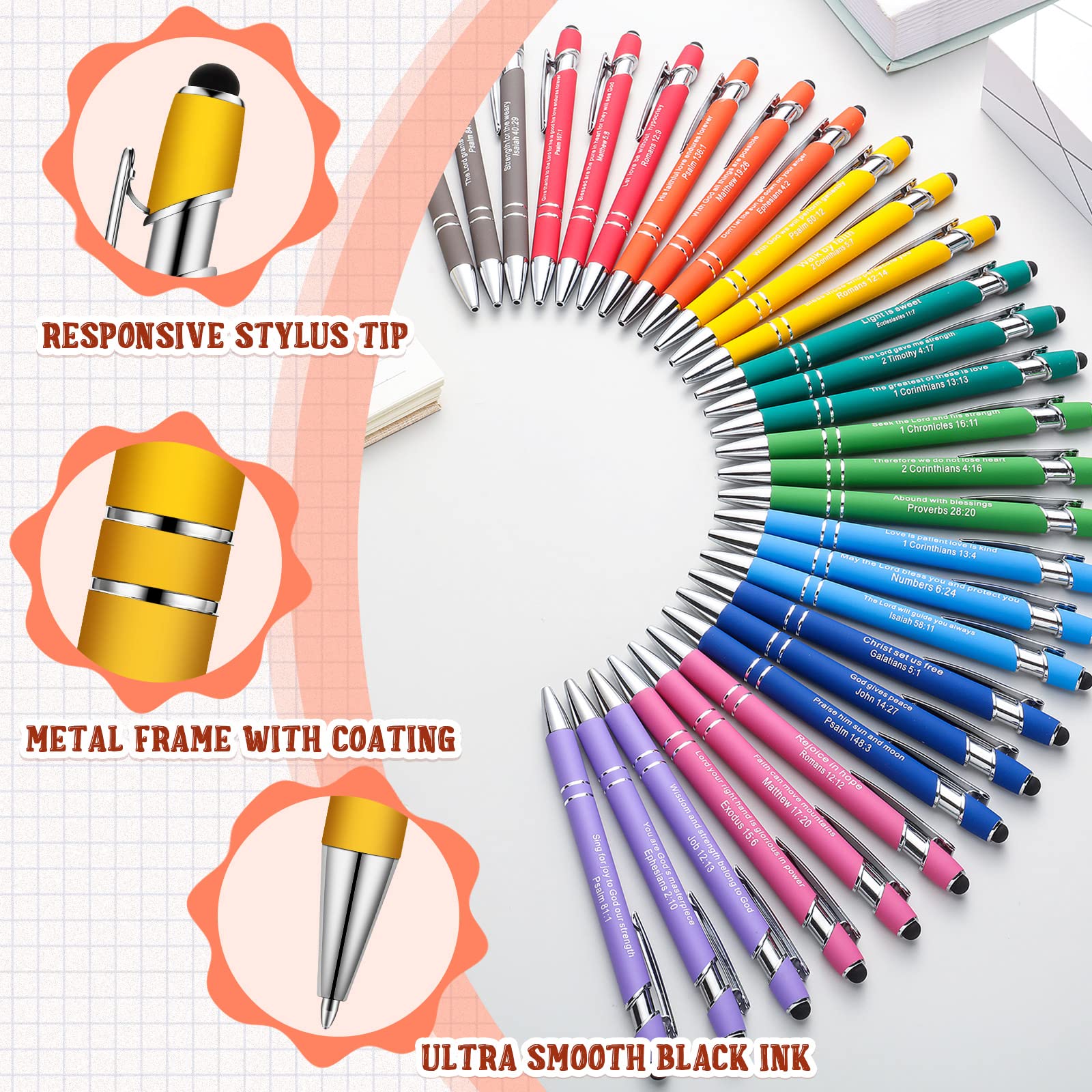 Geosar 90Pcs Christian Bible Verse Ballpoint Pen Gift Scripture, Multicolor