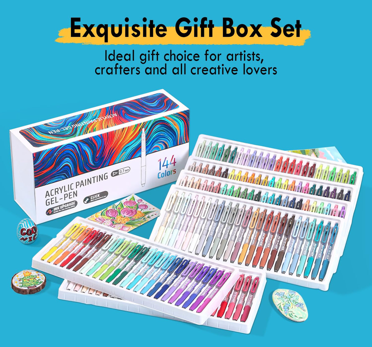 Xipan Acrylic Gel Pens for Coloring, 144 Colors Retractable Colored Pens