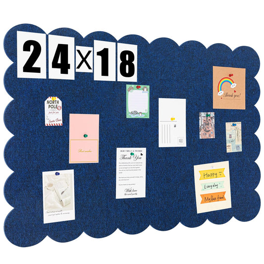 Mooliwe Scalloped Felt Bulletin Cork Board Foldable Dark Blue 24 * 18 Inch