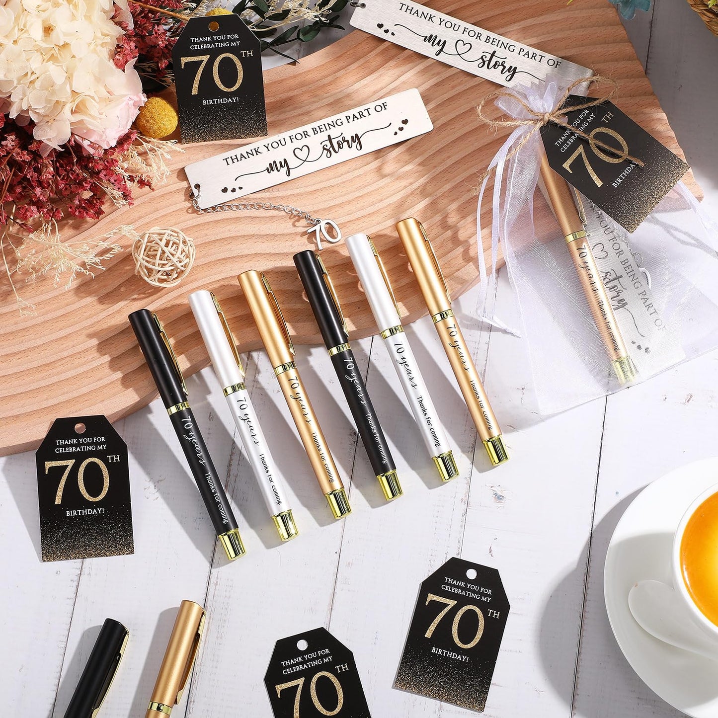 Sinload 25 Sets Birthday Favors for Guests 25 Thanks for Coming Ballpoint Pens 25 Metal Bookmarks