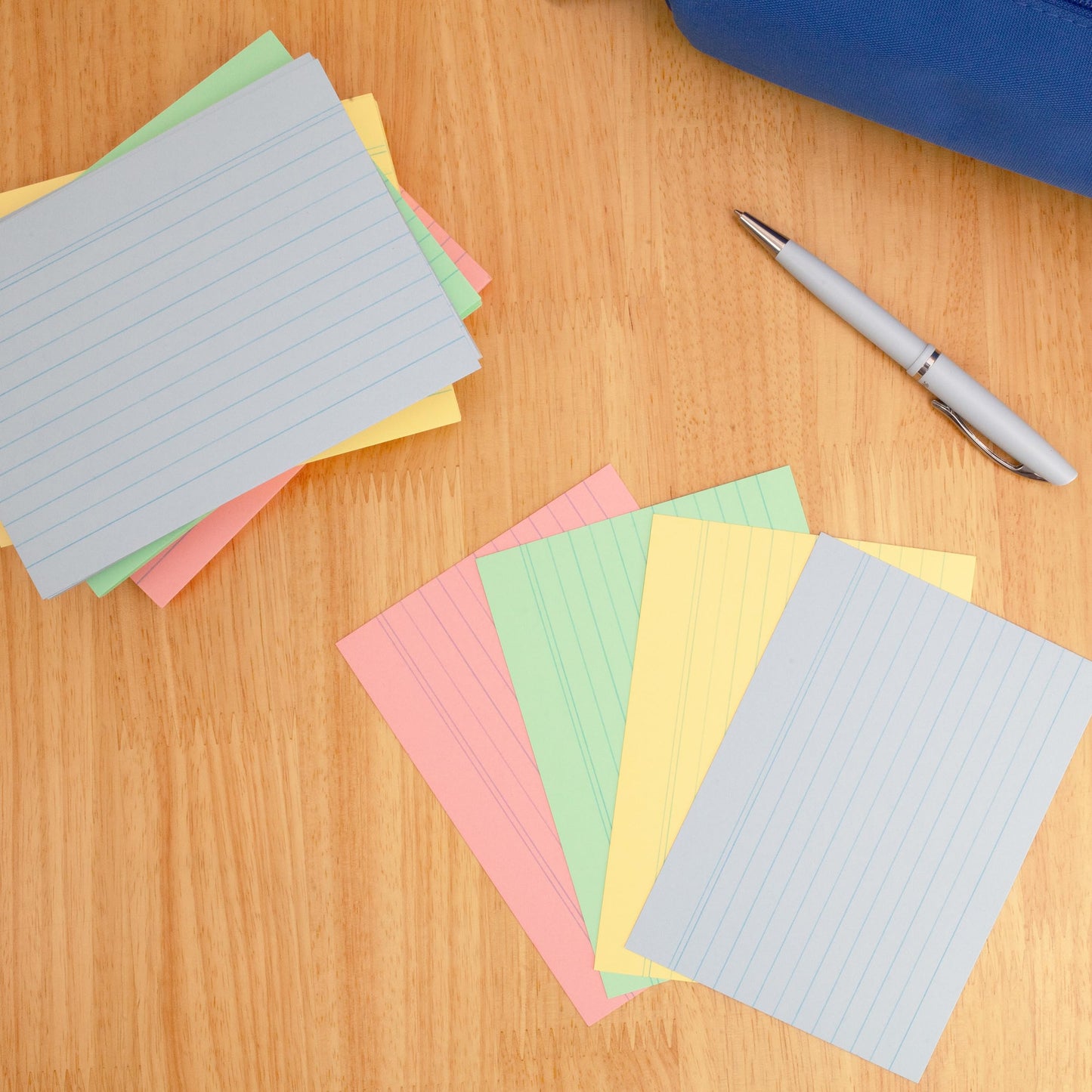 Herlitz A6 Flash Cards – Pack of 200, Lined Revision Cards in Assorted Colours for Studying