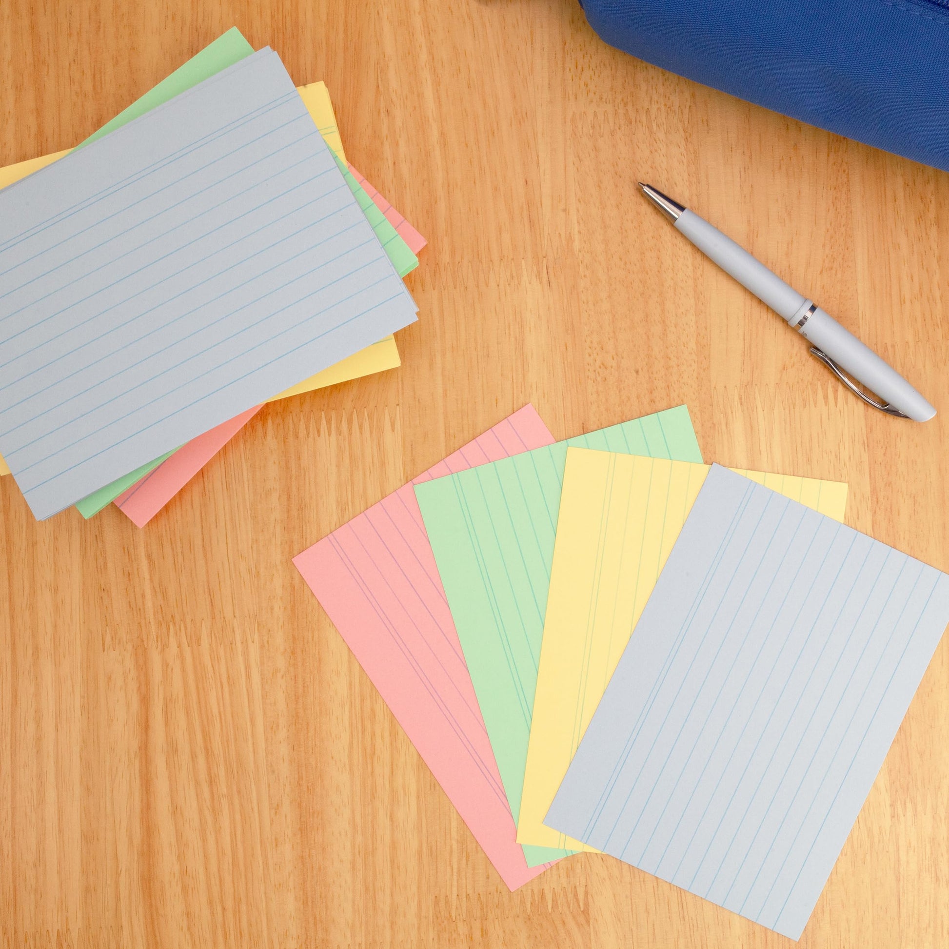 Herlitz A6 Flash Cards – Pack of 200, Lined Revision Cards in Assorted Colours for Studying