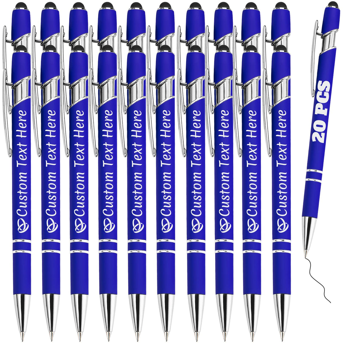 ABIsedrin Personalized Pens Bulk 20 with Name Custom Engraving Ballpoint Pens with Stylus Tip