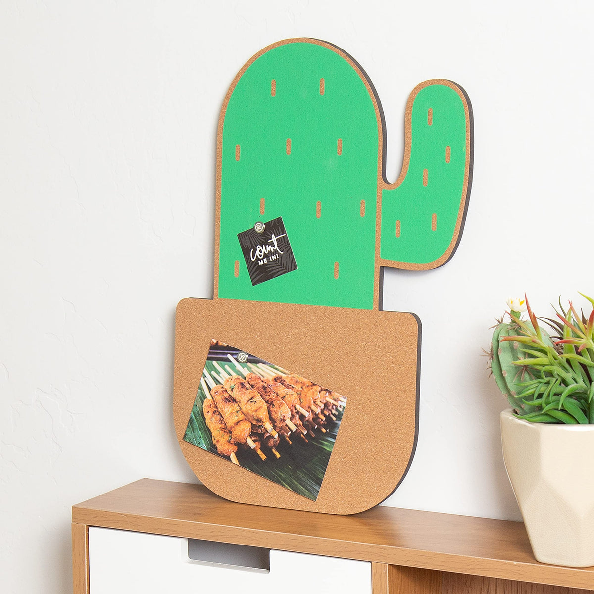 U Brands Cork Bulletin Board, Potted Cactus Shape Pinboard, 12” x 17”