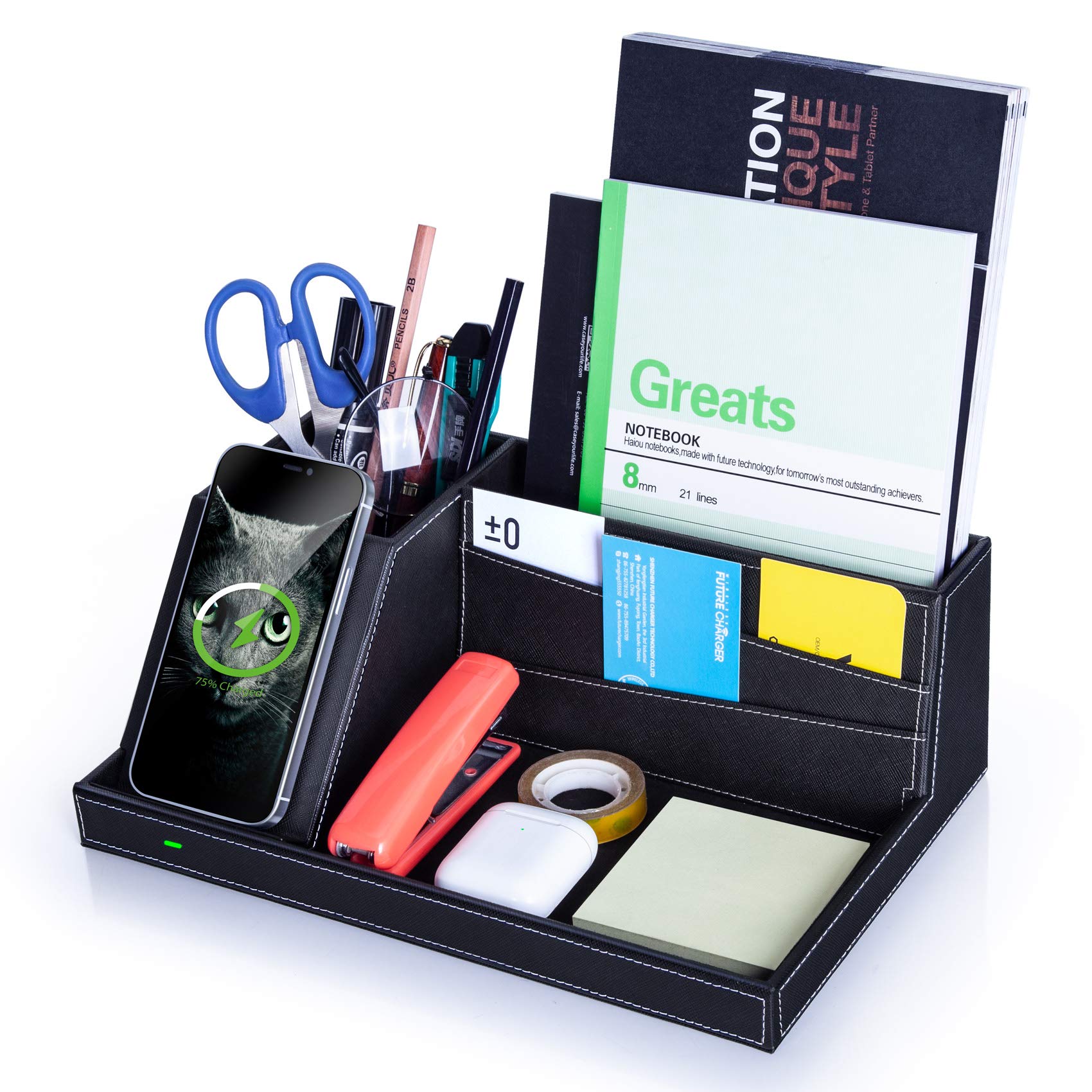 Valet Tray, Built in Wireless Charging Pad, Nightstand Organizer, Dresser Organizer, Mens Jewelry