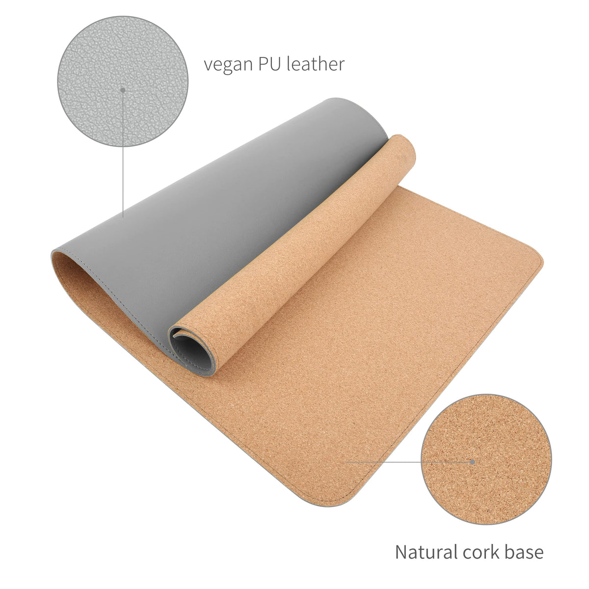 RENMTURE Dual-Sided Mouse Pad, Natural Cork & PU Leather Large Desk Pad for Office and Home Work