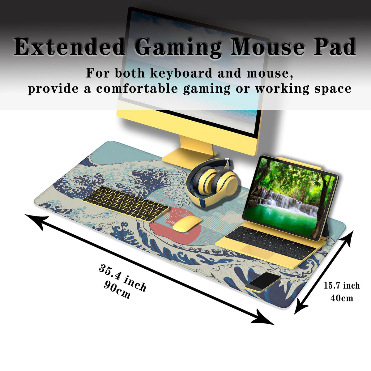 Samgula Extra Large Mouse Pad Blue XXL Mousepad, Big Mouse Pads Office Desk Mats, Desk Pad Mat