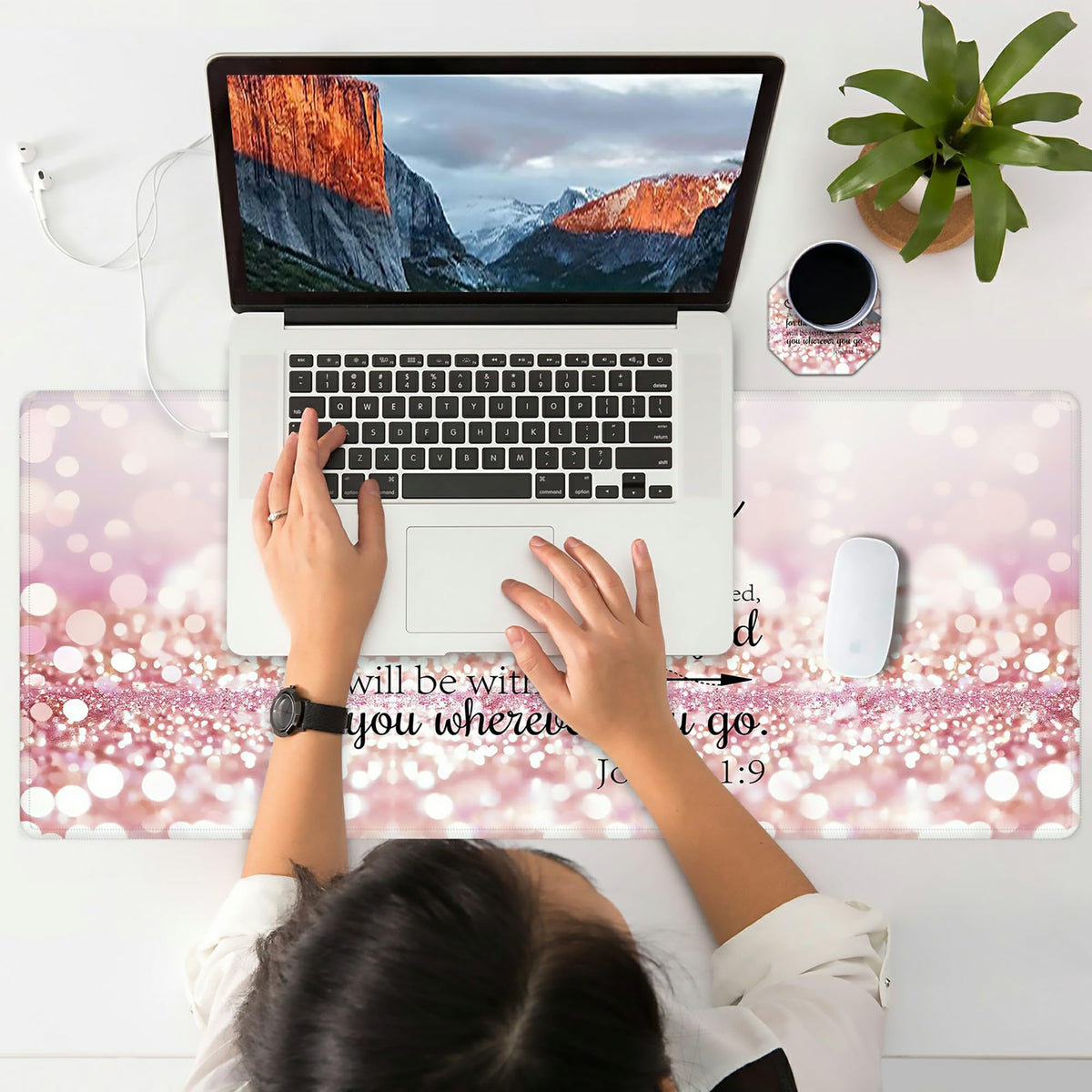 Extended Large Gaming Mouse Pad with Coaster 35.4 x 15.7 Full Desk Mousepad Stitched Edges Desk Pad