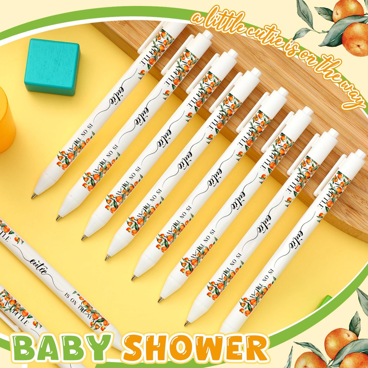 Kisston 60 Pcs Orange Baby Shower Pens, Gifts Party Favors Bulk