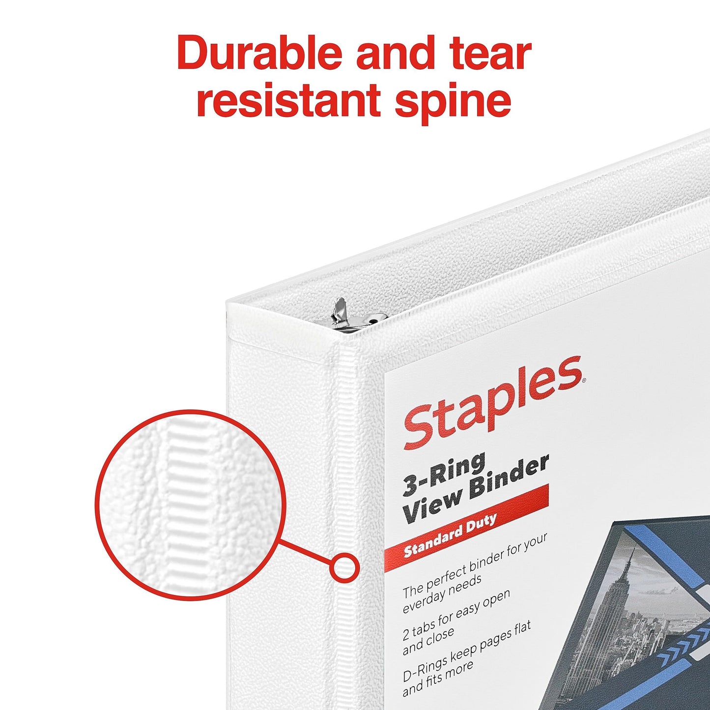 Staples 1/2" 3-Ring View Binder, D-Ring, White, 4/Pack