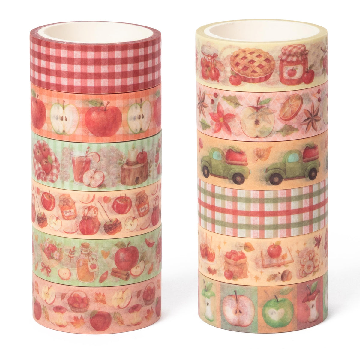 BkeeCten 12 Rolls Autumn Thanksgiving Apple Washi Tape for Gift Wrapping
