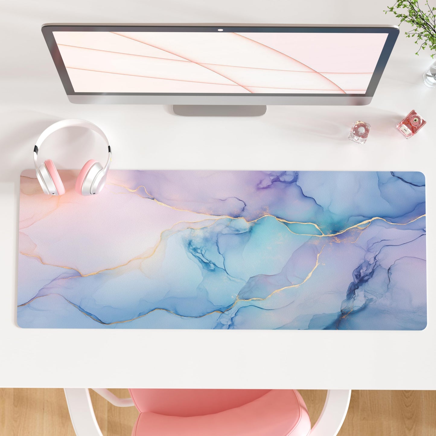 QIYI PU Leather Large Mouse Pad, Waterproof Desk Mat, 31.5" x 11.8", Fluid